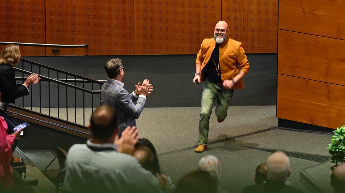 Mark A. Grainger running the stage during an ROI keynote